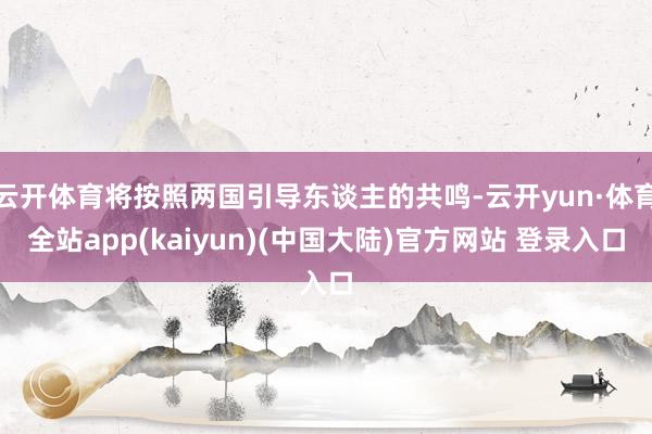 云开体育将按照两国引导东谈主的共鸣-云开yun·体育全站app(kaiyun)(中国大陆)官方网站 登录入口